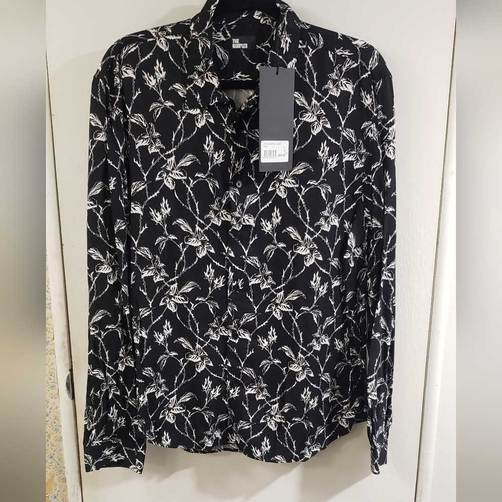🌻NWT The Kooples Black Floral Button-Up Shirt